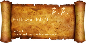 Politzer Pál névjegykártya
